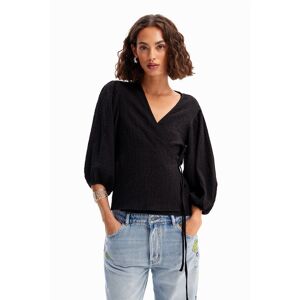 Desigual Textured wrap blouse - BLACK - M