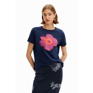 Desigual Flower illustration T-shirt - BLUE - XS