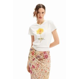 Desigual Short-sleeved T-shirt with flower. - WHITE - XL