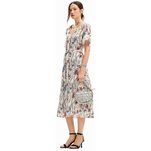 Desigual Midi dress with arty flowers. - WHITE - M