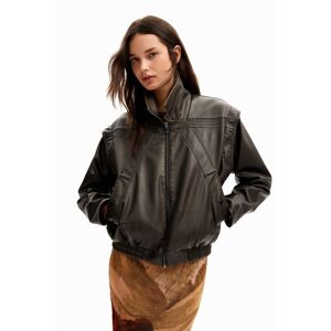 Desigual Leather-effect detachable sleeve jacket - BLACK - M