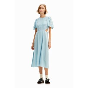 Desigual Embroidered cut-out midi dress - BLUE - XL