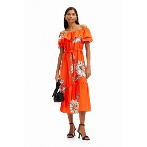 Desigual Daisy ruffle midi dress - ORANGE - XL