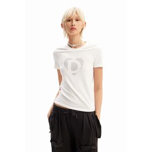 Desigual Rhinestone imagotype T-shirt - WHITE - L