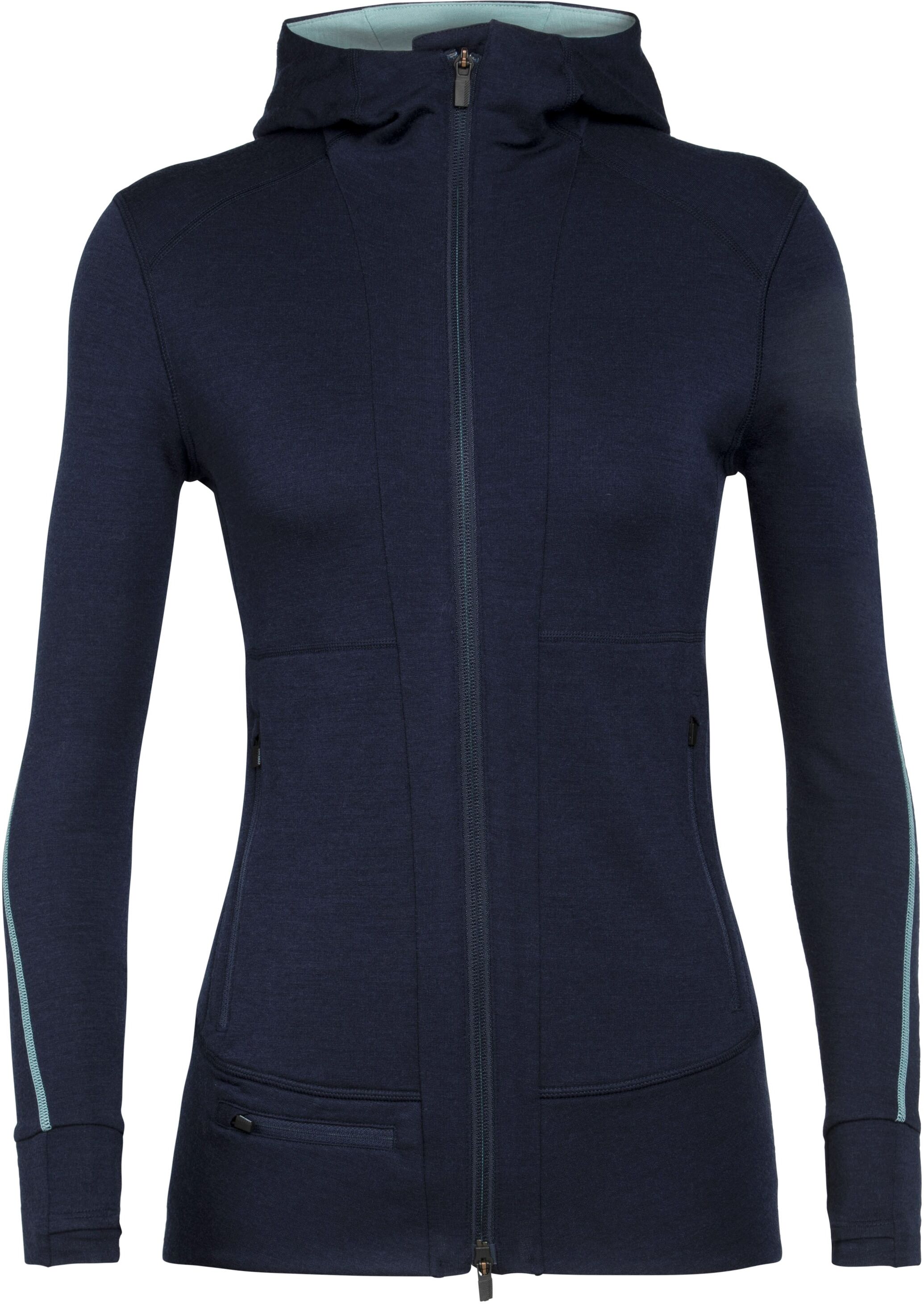 Icebreaker Quantum II LS Zip Hood, hettegenser dame Midnight Navy 105041401 S 2020