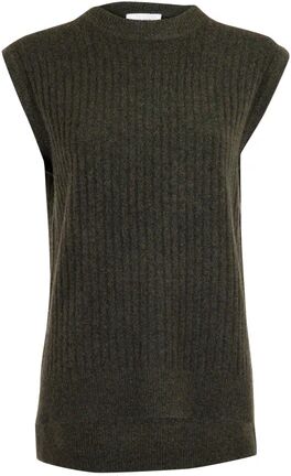 Neo Noir Natascha Knit Waistcoat - Army MelangeGrønn