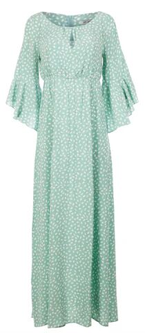 Dry Lake Ambrosia Long Dress - Mint Green Dot PrintGrønn