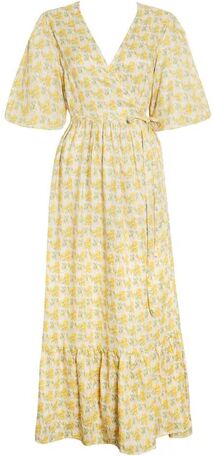 Faithfull the Brand Thulla Wrap Midi Dress - Dahlee Floral PrintGul