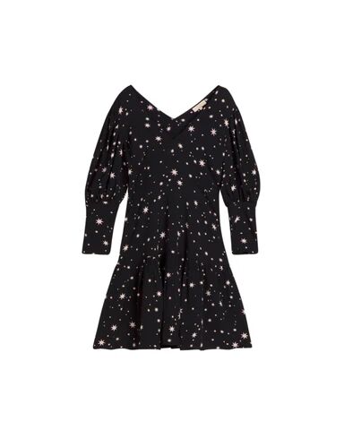 ByTimo Vintage Drape Flounce Mini Dress - StarsSvart