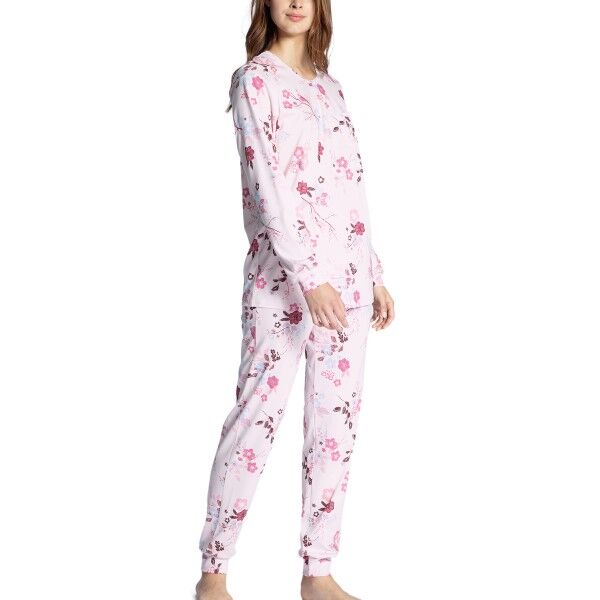 Calida Cosy Cotton Nights Pyjama With Cuff - Pink Pattern