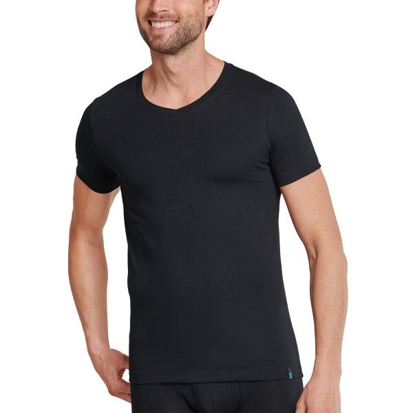 Schiesser Long Life Cotton V-Neck - Black