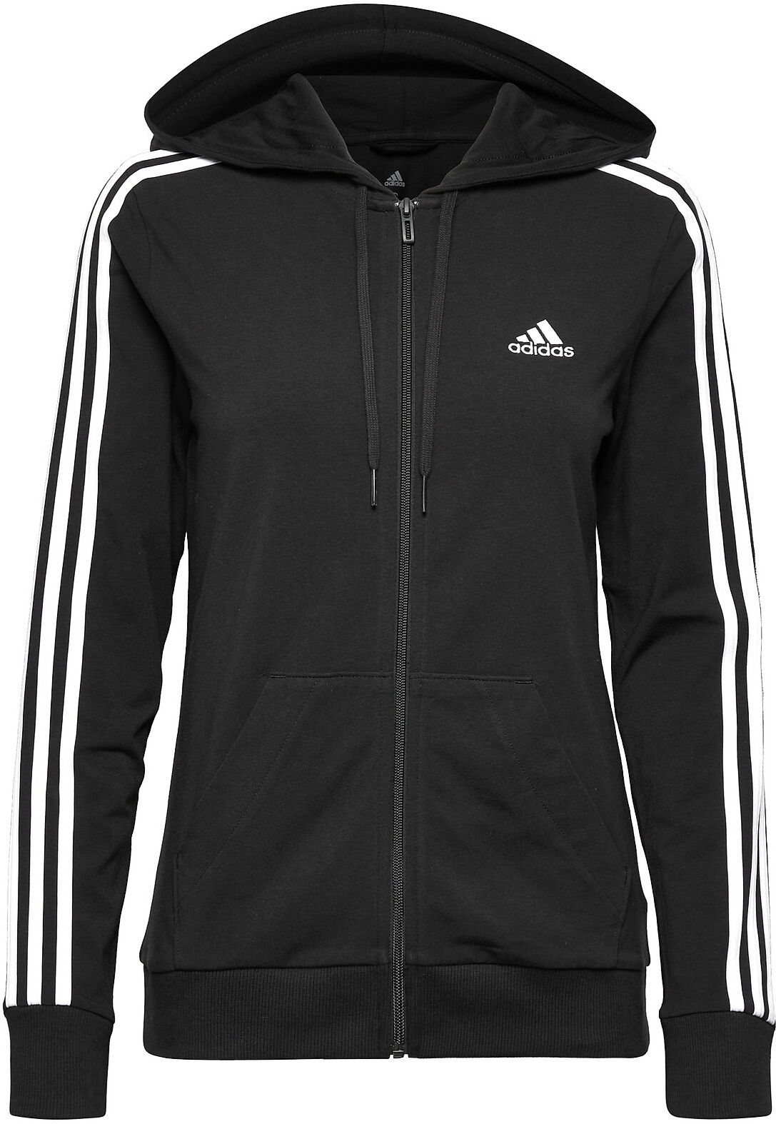 adidas Performance Essentials Single Jersey 3-Stripes Full-Zip Hoodie W Hettegenser Genser Svart Adidas Performance