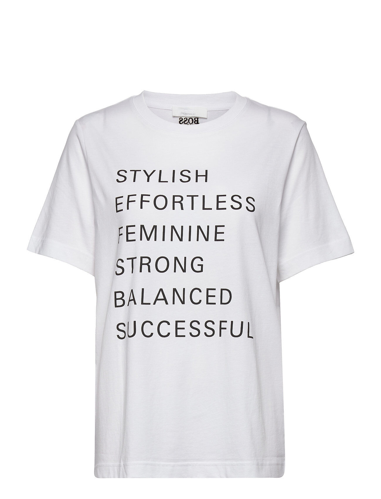 Boss Ecosa_Print T-shirts & Tops Short-sleeved Hvit BOSS