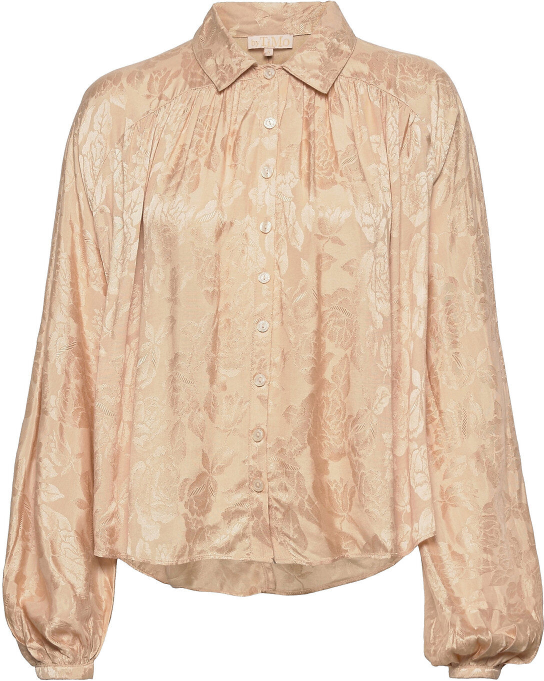 by Ti Mo Jacquard Shirt Bluse Langermet Beige By Ti Mo