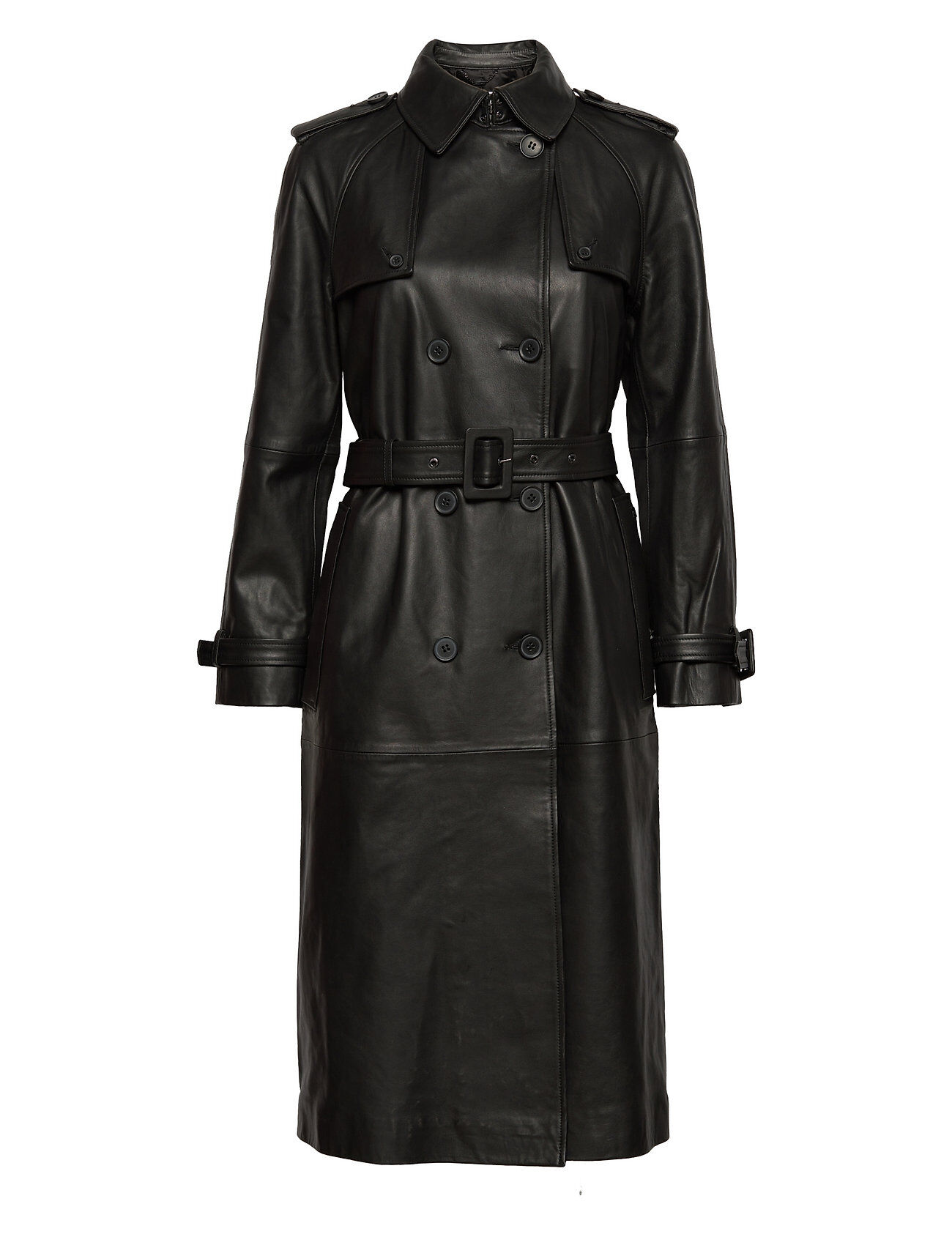 Calvin Leather Trench Coat Trench Coat Kåpe Svart Calvin Klein