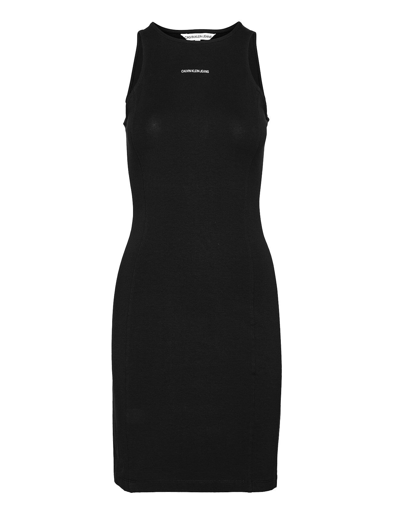 Calvin Micro Branding Racer Back Dress Knelang Kjole Svart Calvin Klein Jeans