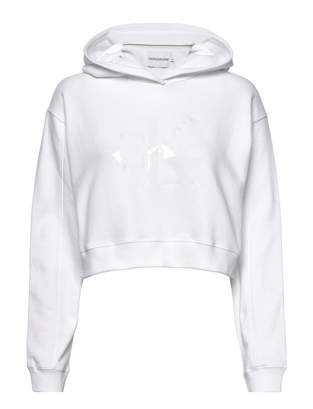 Calvin Tonal Monogram Hoodie Hettegenser Genser Hvit Calvin Klein Jeans