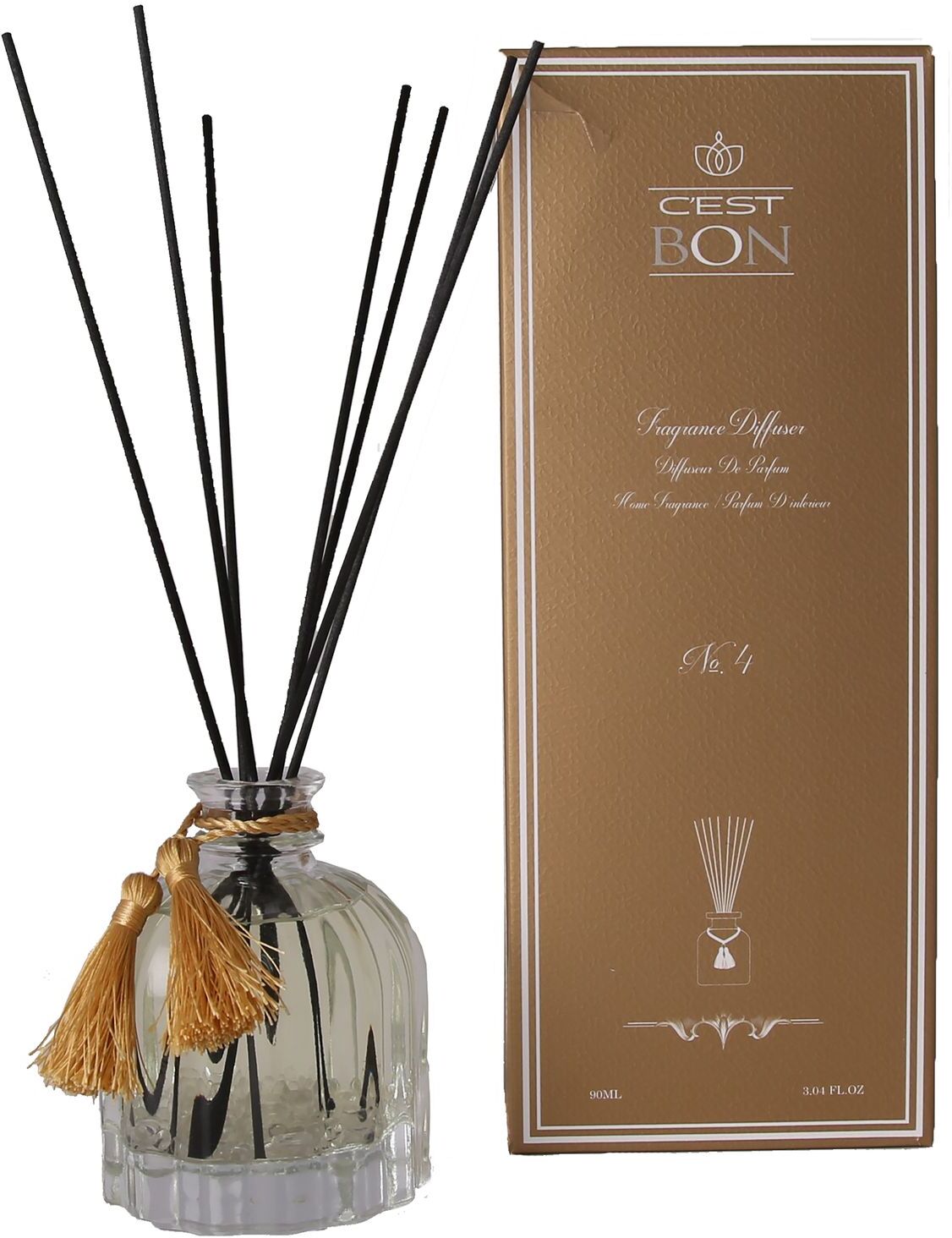 C'est Bon Diffuser Round Bottle W Grooves & Tassel No.4 Parfyme Til Hjemmet Oransje C'est Bon