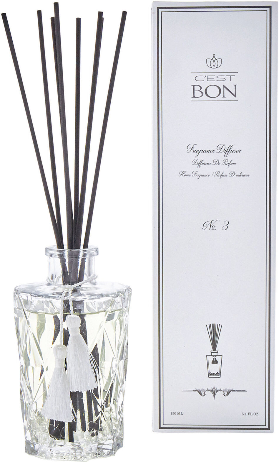 C'est Bon Diffuser Harlekin Bottle W Tassel Fragrance No.3 Parfyme Til Hjemmet Hvit C'est Bon