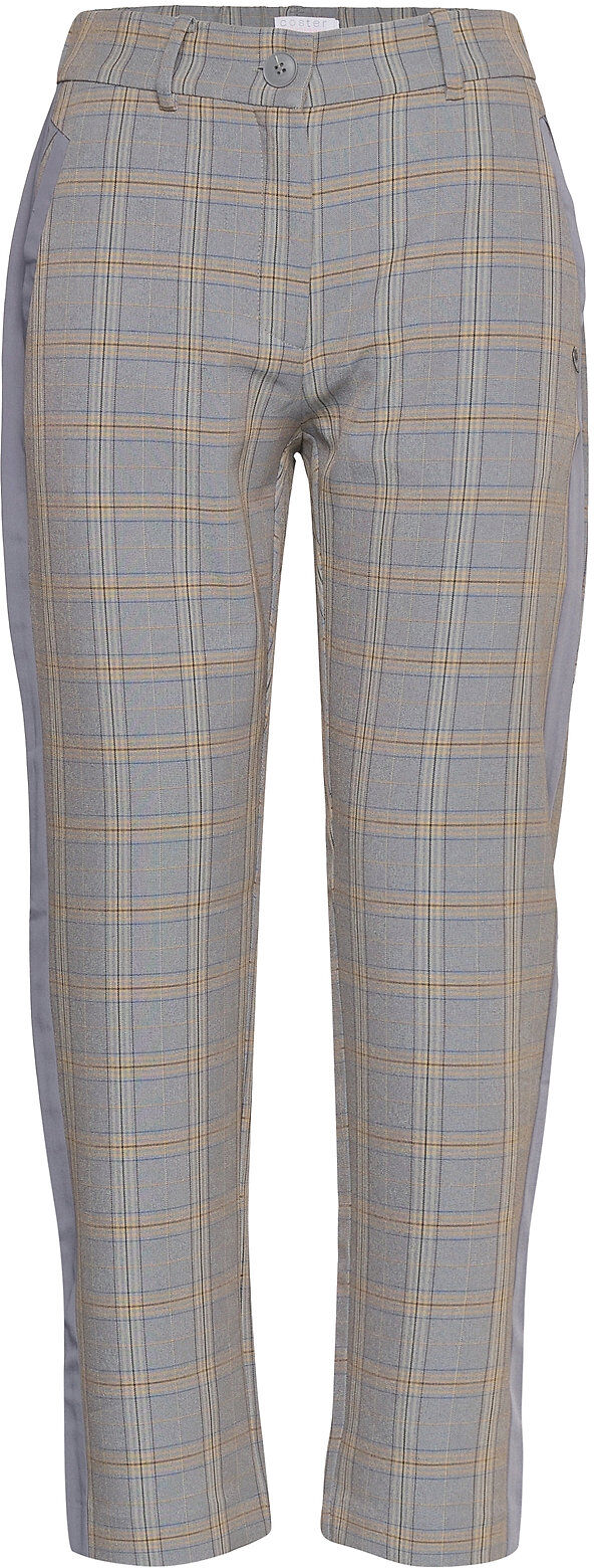 Coster Copenhagen Pants In Check W. Wide Piping Bukser Med Rette Ben Blå Coster Copenhagen