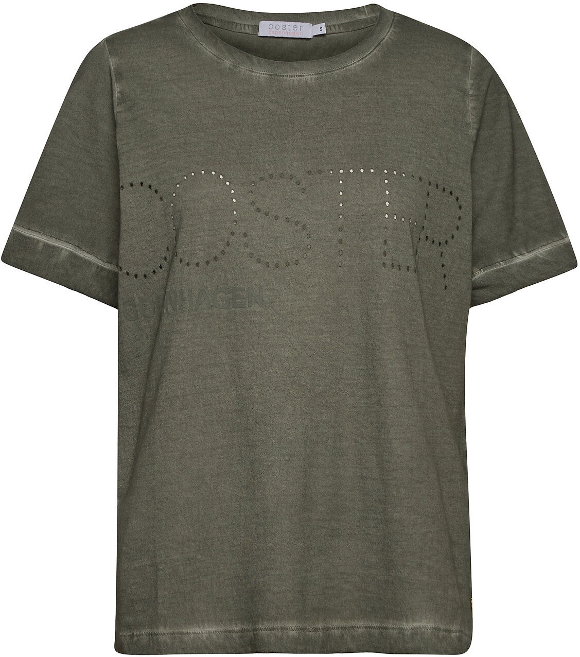 Coster Copenhagen T-Shirt With Perforated Logo - Mid T-shirts & Tops Short-sleeved Grønn Coster Copenhagen