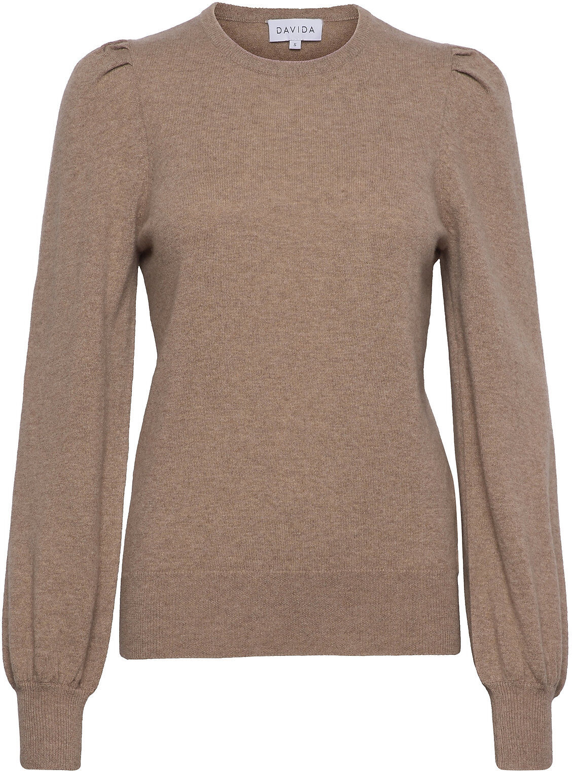 Davida Cashmere Puff Balloon Sleeve Sweater Pullover Brun Davida Cashmere