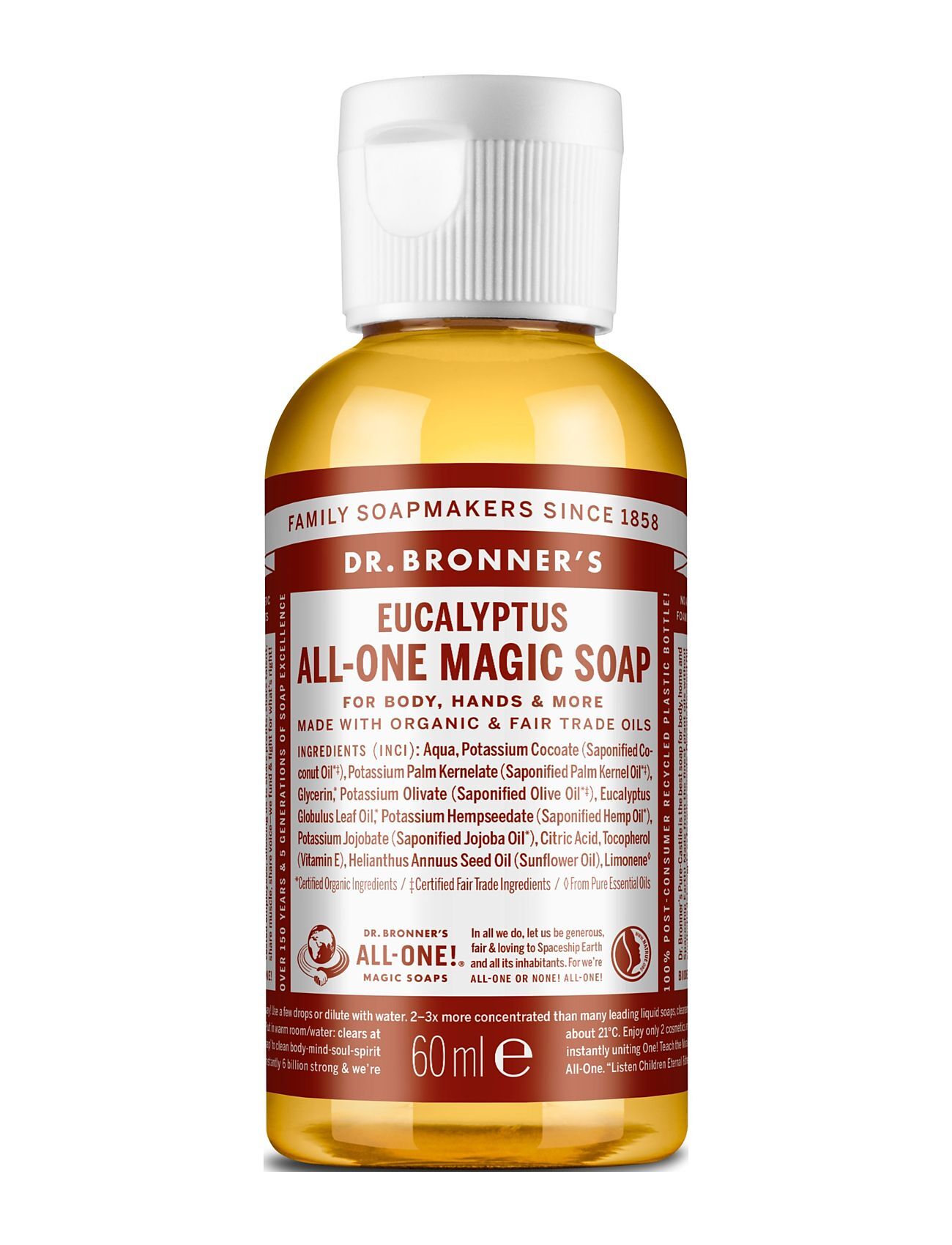 Dr. Bronner’s 18-In-1 Castile Liquid Soap Eucalyptus Beauty WOMEN Home Body Liquid Hand Soap Nude Dr. Bronner’s