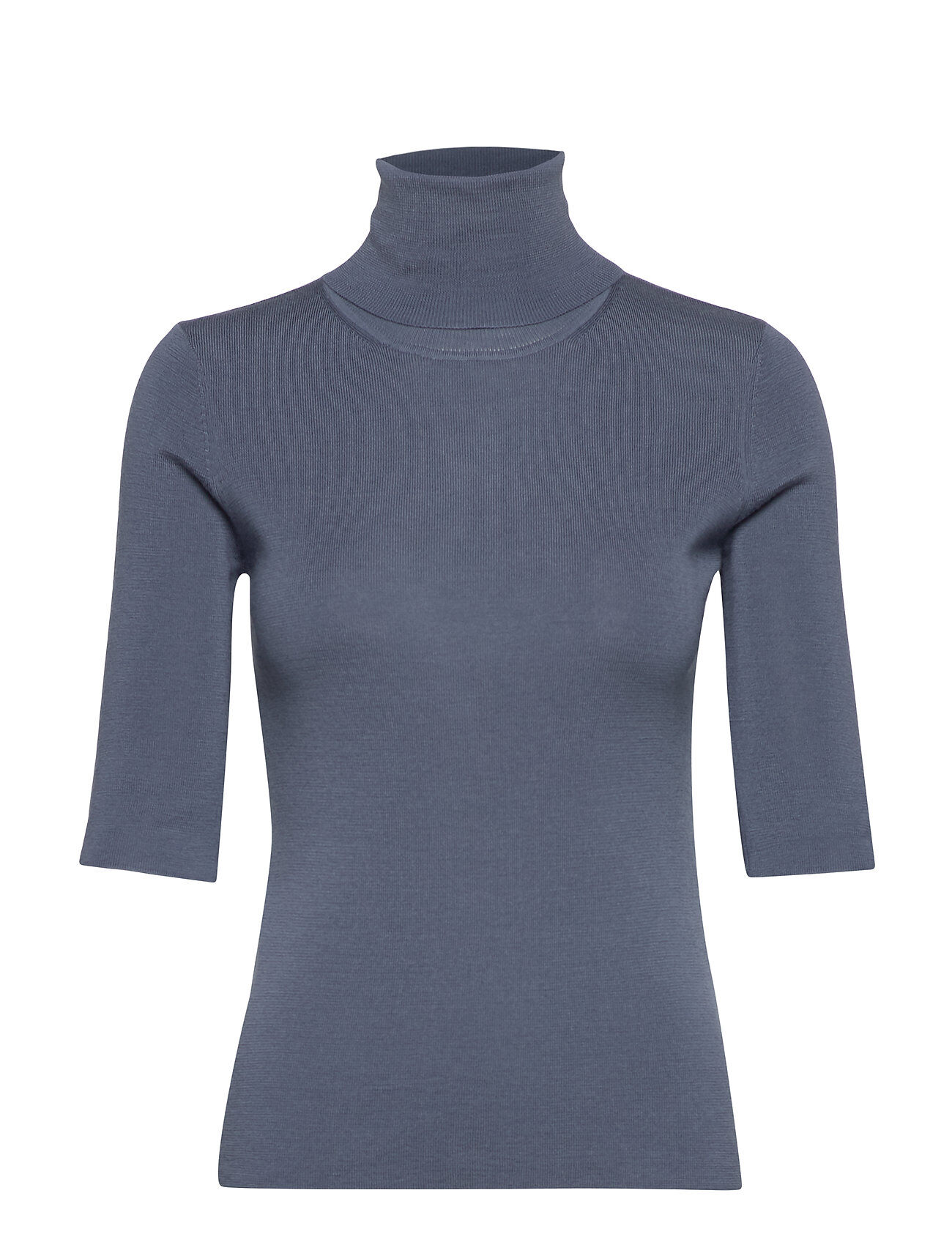 Filippa K Merino Elbow Sleeve Top Høyhalset Pologenser Blå Filippa K