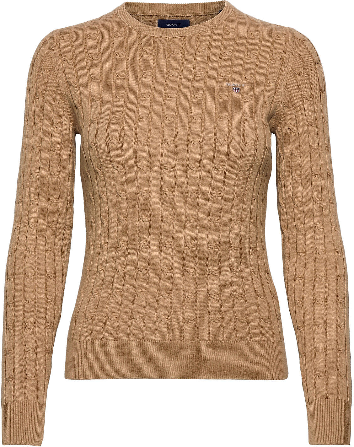 GANT Stretch Cotton Cable C-Neck Pullover Beige GANT