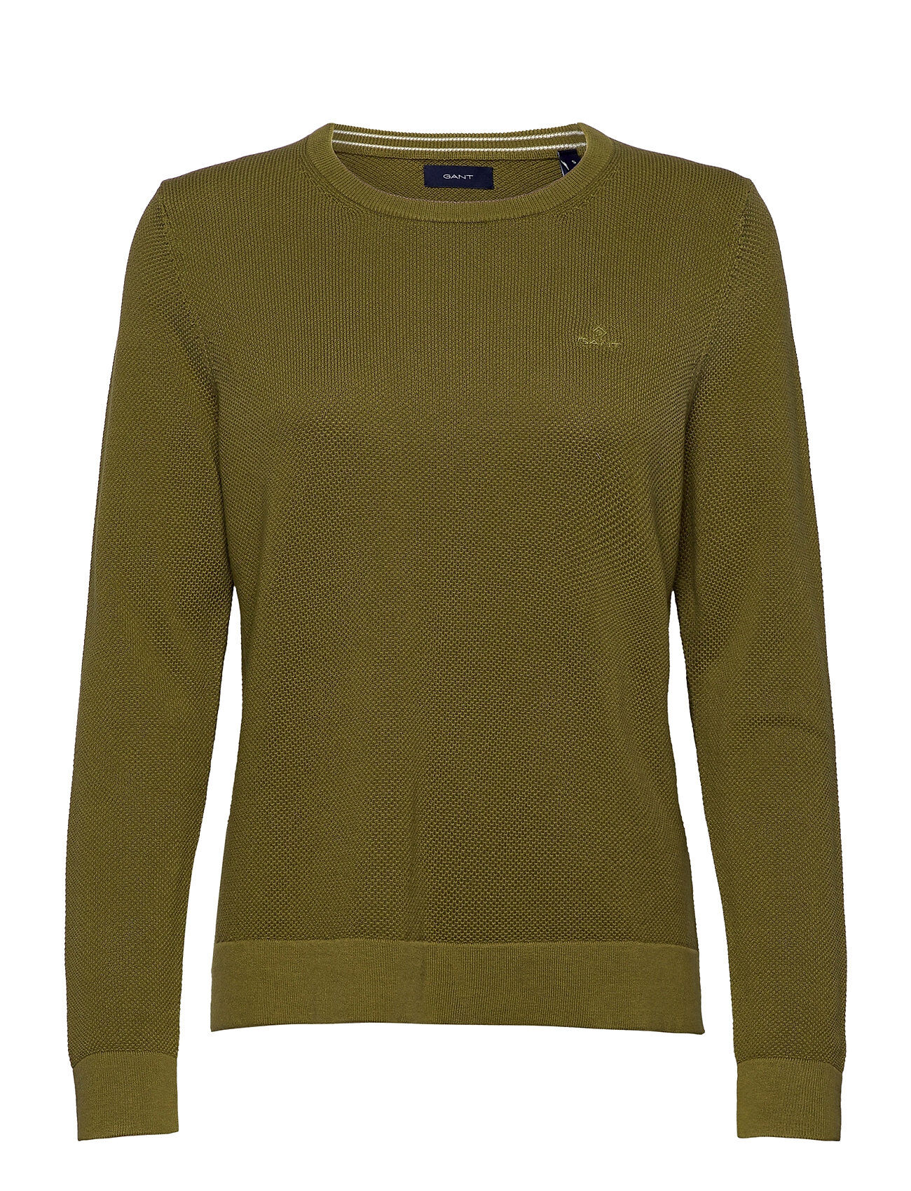 GANT Cotton Pique C-Neck Pullover Grønn GANT