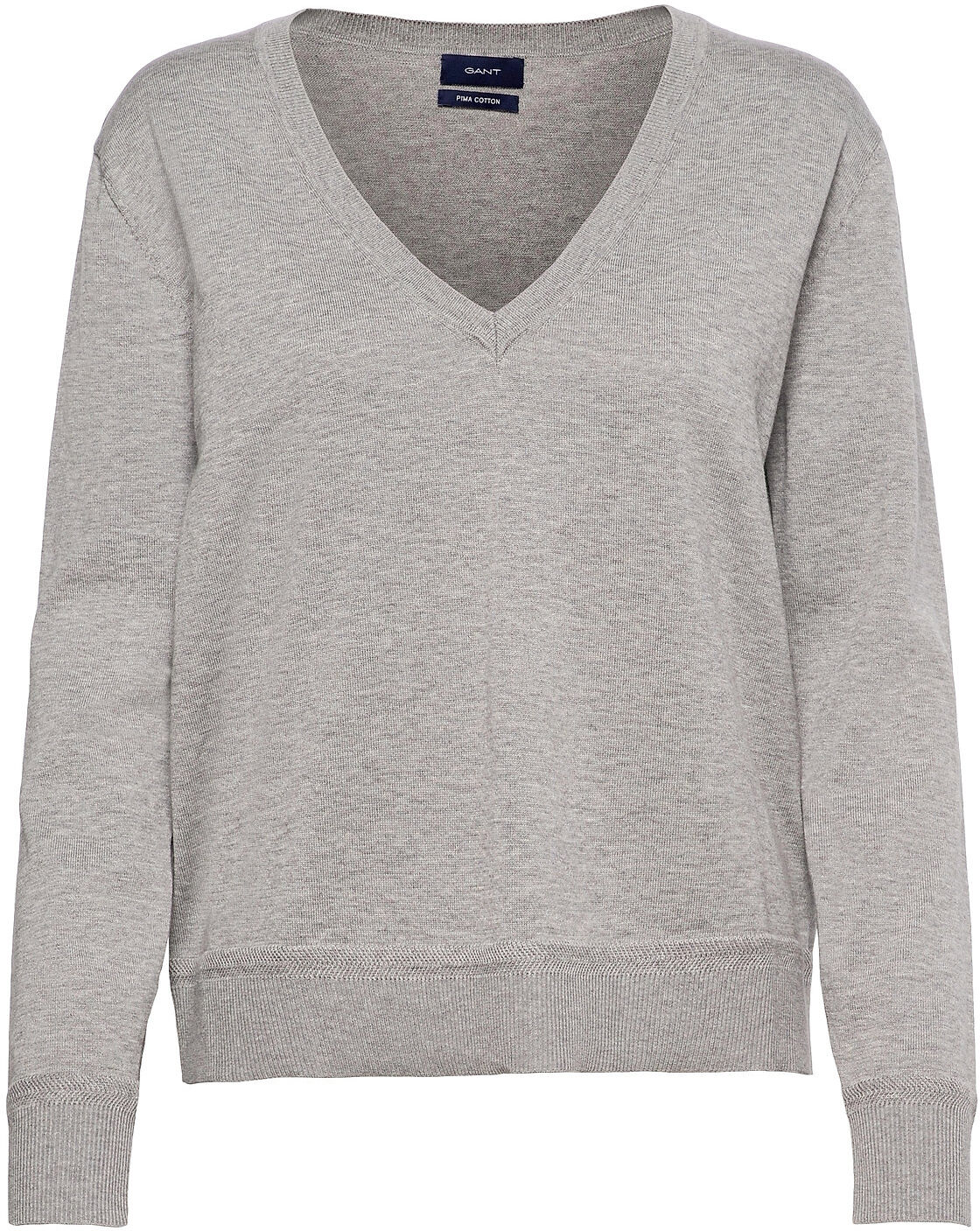 GANT Light Cotton V Neck Pullover Grå GANT