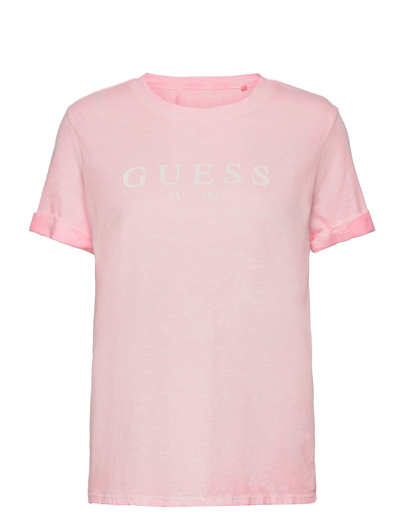 GUESS Jeans Es Ss Guess 1981 Roll Cuff Tee T-shirts & Tops Short-sleeved Rosa GUESS Jeans