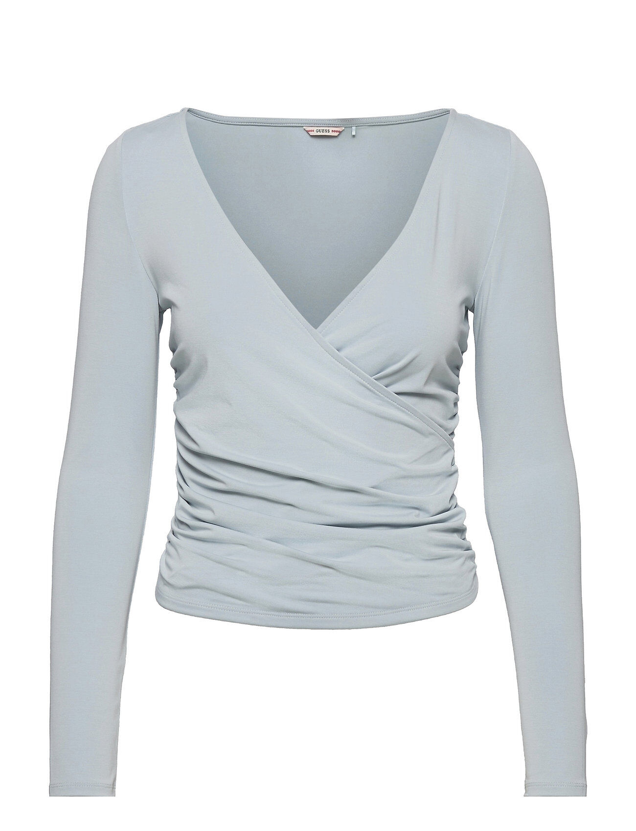 GUESS Jeans Ls Crossover Ruched Mena Top T-shirts & Tops Long-sleeved Blå GUESS Jeans