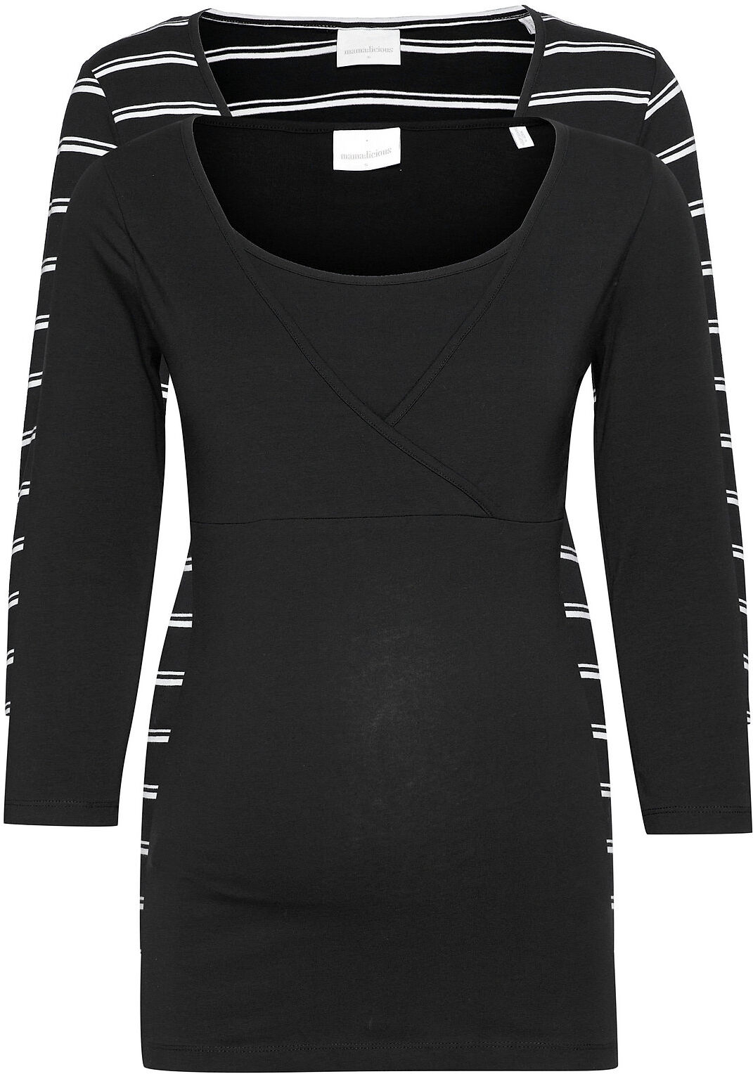 Mamalicious Mllea Org Tess Mix 3/4 Top Nf 2 Pack A. T-shirts & Tops Long-sleeved Svart Mamalicious