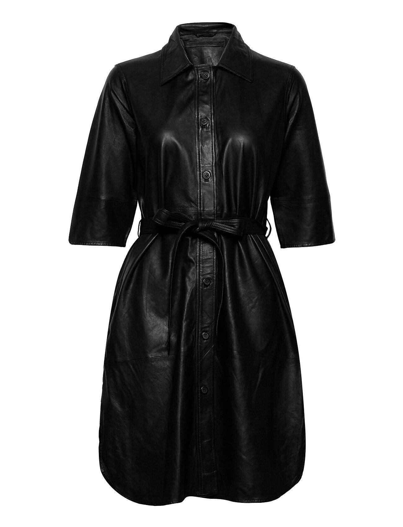 MDK / Munderingskompagniet Clare Thin Leather Dress Dresses Shirt Dresses Svart MDK / Munderingskompagniet