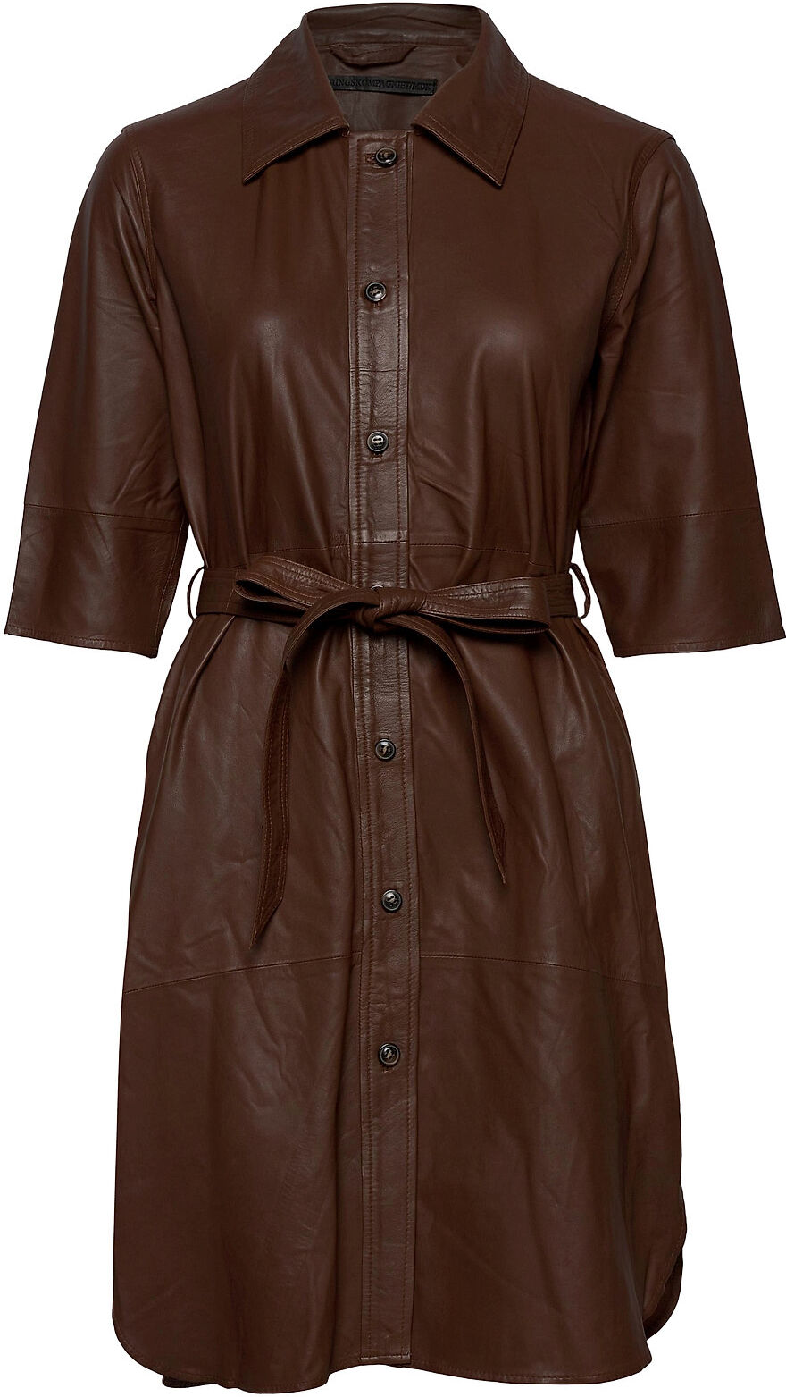 MDK / Munderingskompagniet Clare Thin Leather Dress Dresses Shirt Dresses Brun MDK / Munderingskompagniet