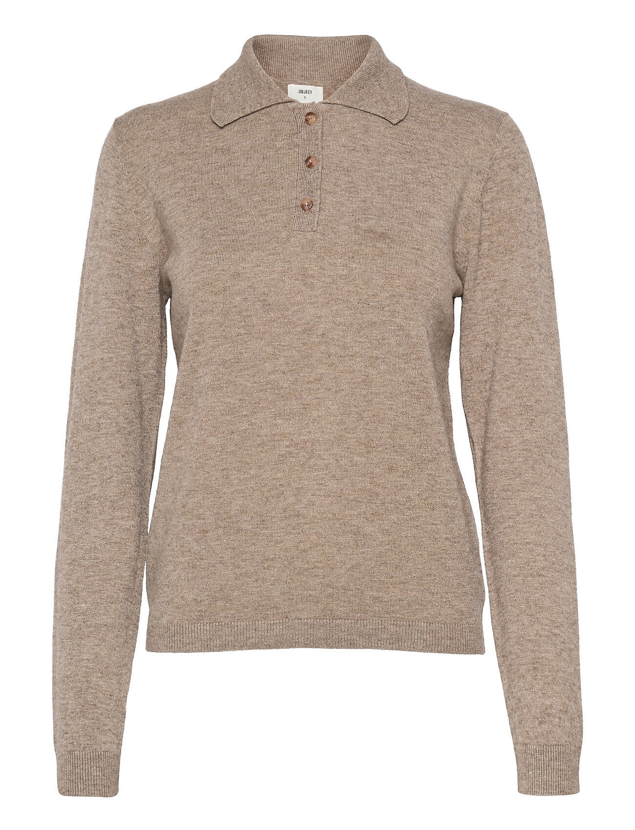 Object Objthess L/S Polo Shirt Pullover Beige Object