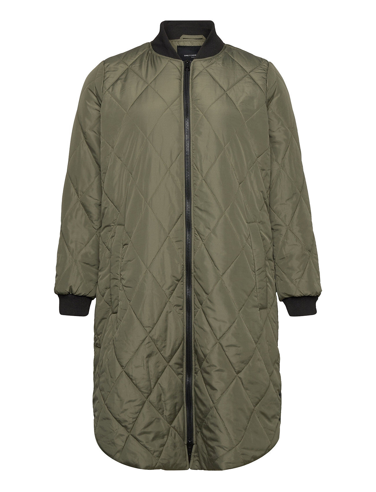 ONLY Carmakoma Carcarrot New Ls Long Quilted Jacket Otw Fôret Kåpe Grønn ONLY Carmakoma