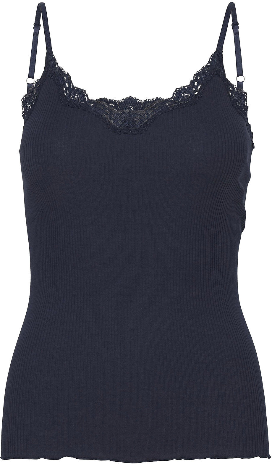 Rosemunde Organic Strap Top W/Lace T-shirts & Tops Sleeveless Blå Rosemunde