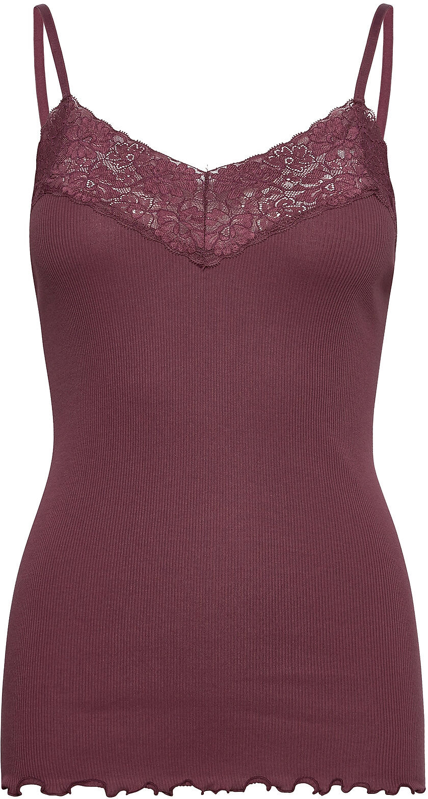 Rosemunde Organic Strap Top W/ Lace T-shirts & Tops Sleeveless Rød Rosemunde