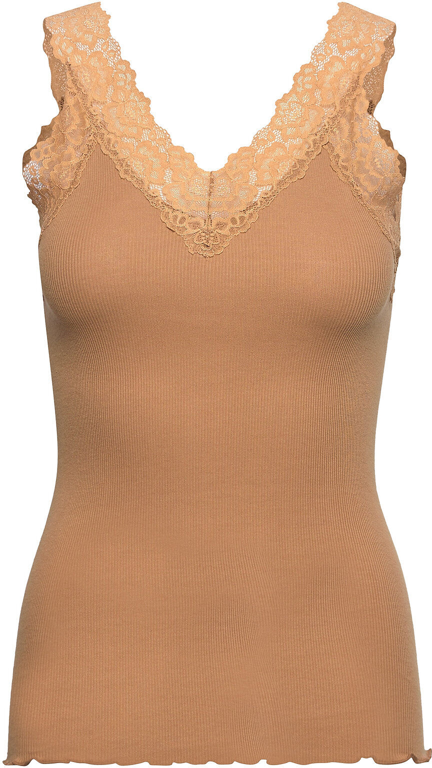 Rosemunde Organic Top V-Neck Regular W/Lace T-shirts & Tops Sleeveless Beige Rosemunde