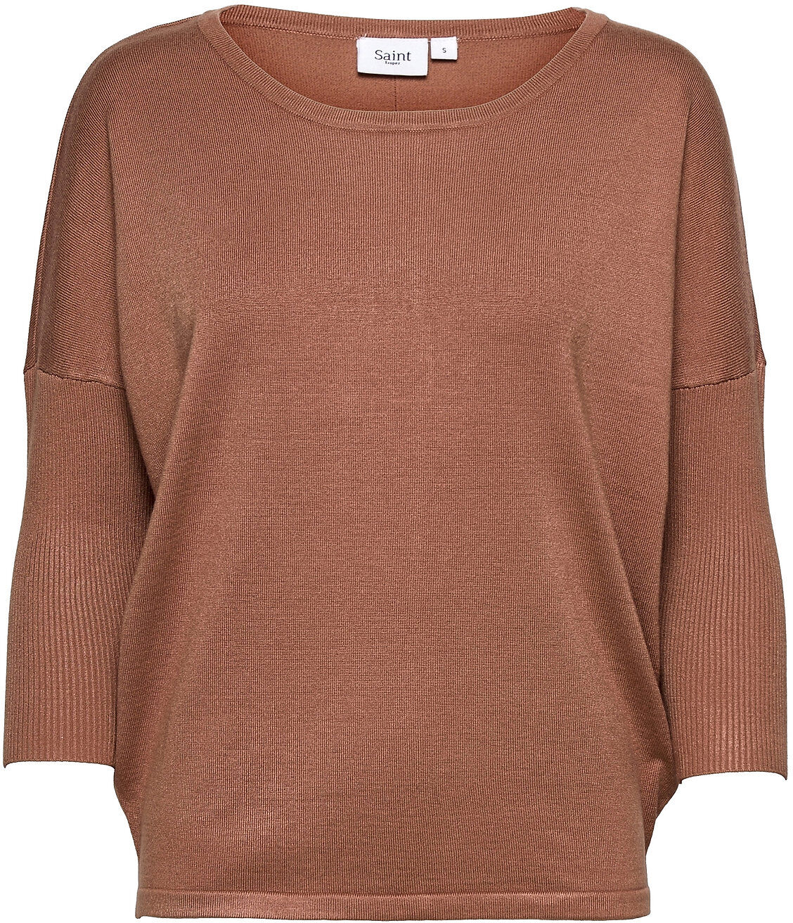 Saint Tropez A2561, Knit Blouse W Rib Sl Pullover Brun Saint Tropez