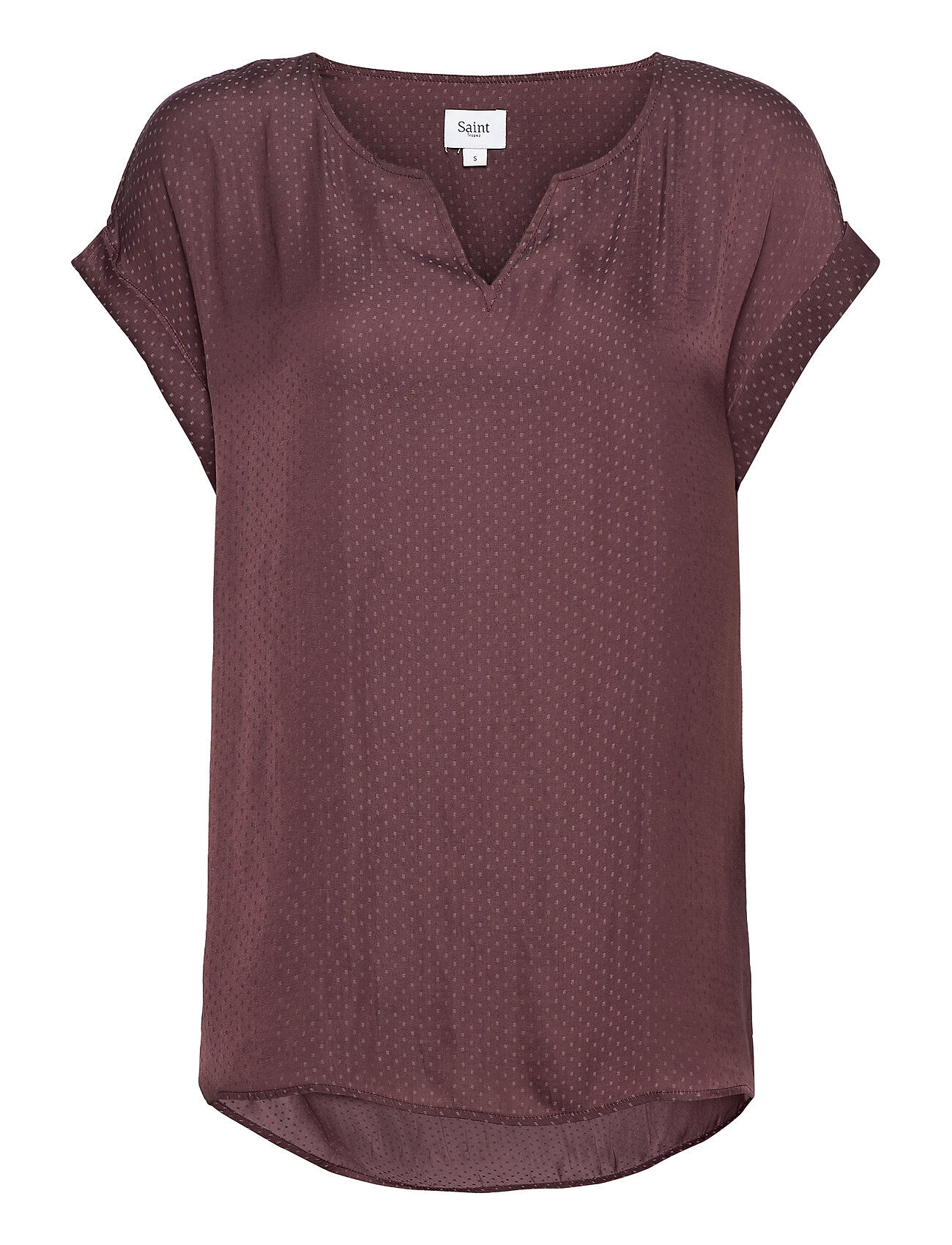 Saint Tropez P1326, Top With Fabric Dots Blouses Short-sleeved Lilla Saint Tropez