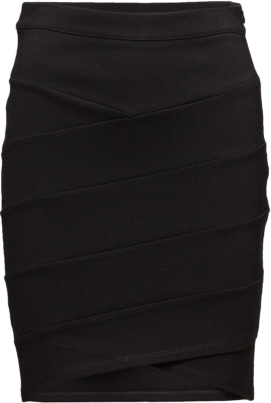 Saint Tropez Jersey Skirt Cut Lines Knelangt Skjørt Svart Saint Tropez