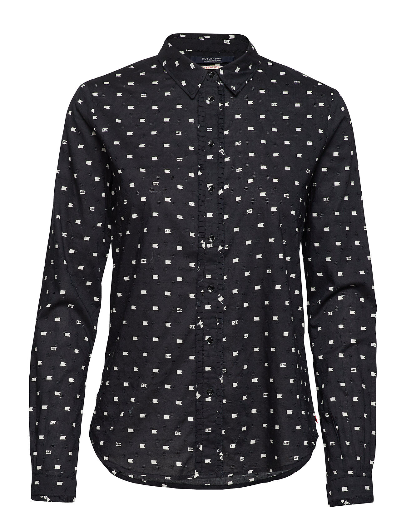 Scotch & Soda Classic Long Sleeve Shirt With All Over Print Langermet Skjorte Svart Scotch & Soda