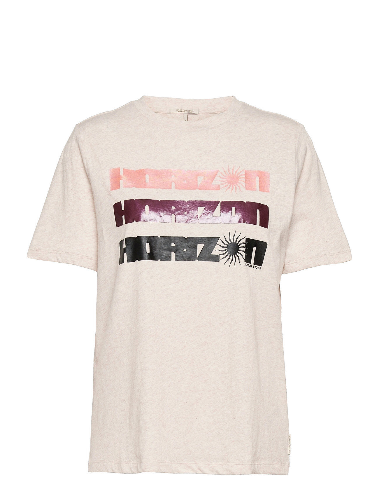 Scotch & Soda Organic Cotton Tee With Graphic T-shirts & Tops Short-sleeved Rosa Scotch & Soda