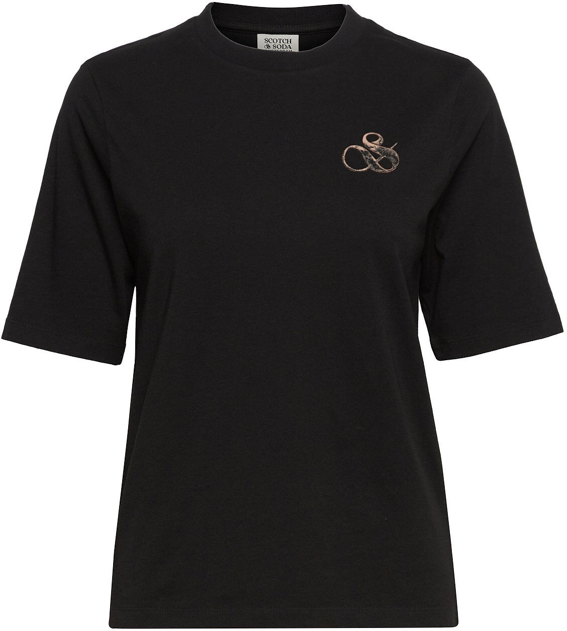 Scotch & Soda Relaxed-Fit Organic Cotton T-Shirt With Logo Graphic T-shirts & Tops Short-sleeved Svart Scotch & Soda