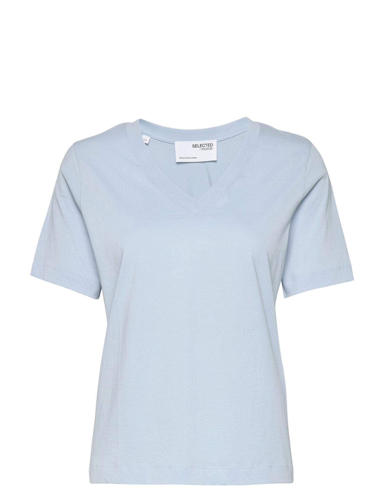 Selected Femme Slfstandard Ss V-Neck Tee T-shirts & Tops Short-sleeved Blå Selected Femme