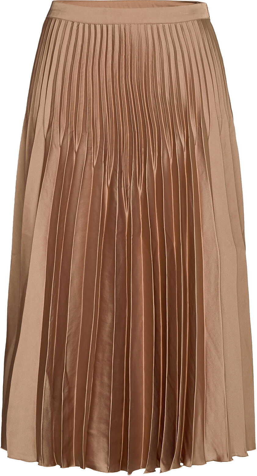 Selected Femme Slfharmony Mw Midi Pleated Skirt Knelangt Skjørt Brun Selected Femme