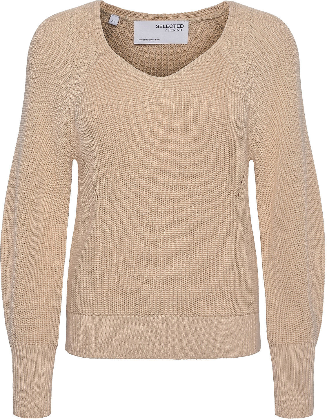 Selected Femme Slfemmy Ls Knit V-Neck Pullover Beige Selected Femme